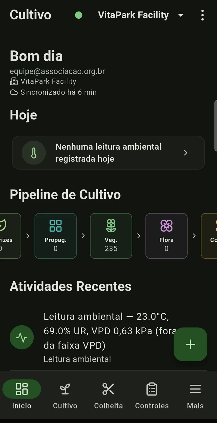 Cultivo no celular: resumo do dia e pipeline